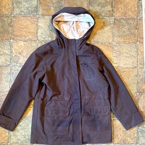 Rainproof brown jacket with Sherpa lining